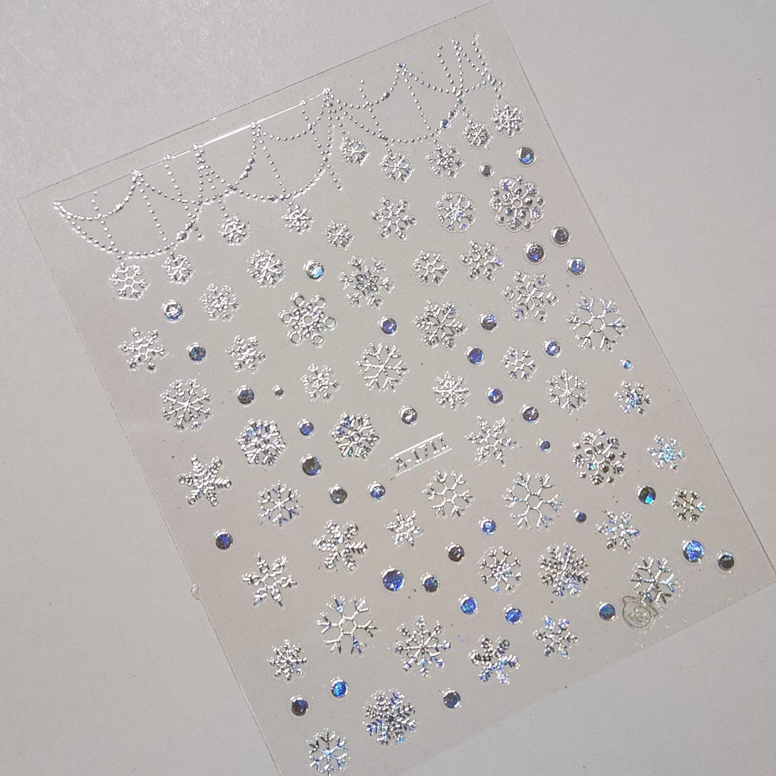 AU003 Holographic Snowflake Nail Stickers Laser Silver Winter Decals Christmas New Year Glitter Nail Art