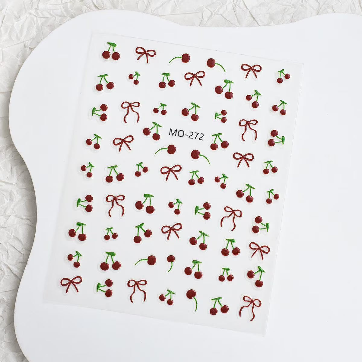 Cherry Bow Nail Sticker Decals – Cute Red Cherry Nail Art Stickers for DIY Manicure
