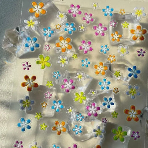 3D Bloom: Vibrant Embossed Flower Nail Art Stickers
