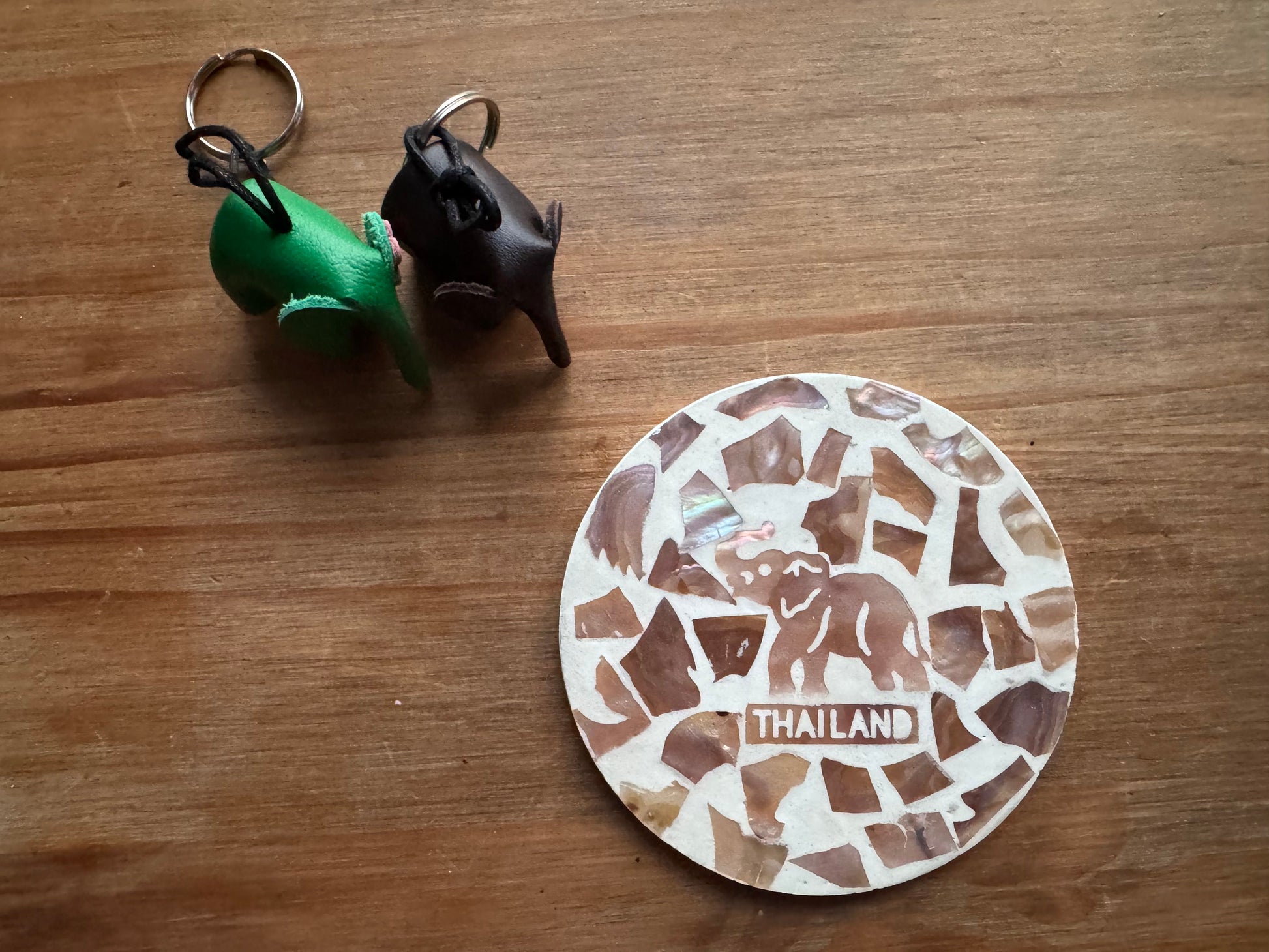 Handcrafted Mother of Pearl Thailand Elephant Coaster | Shell Inlay Drink Coaster