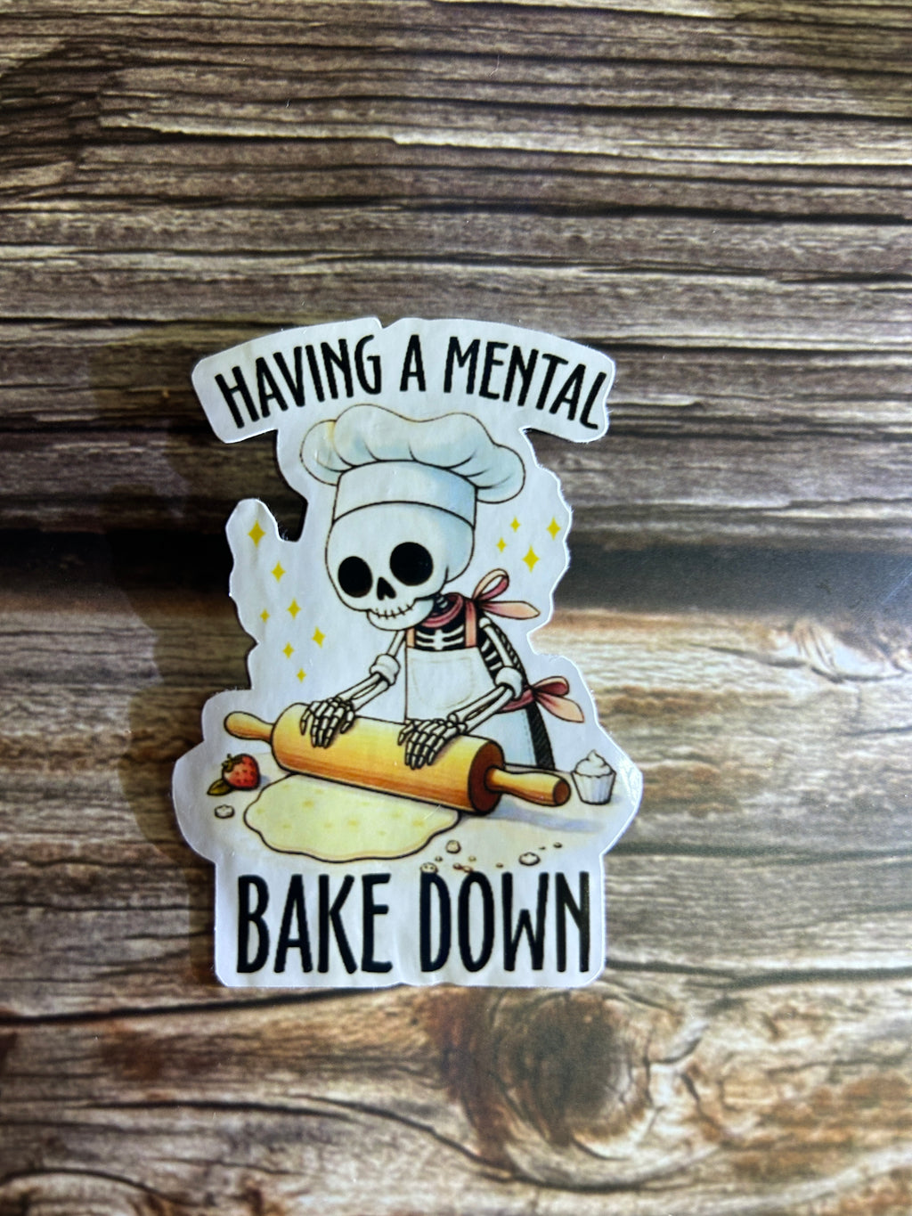 mental bake down | Mental Health Humor Decal (Laptop, Water Bottle)