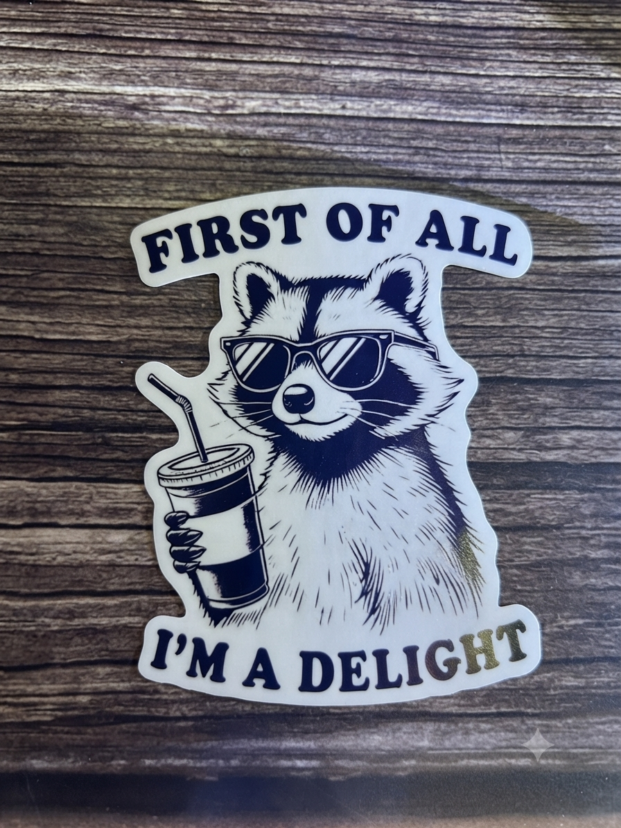 happy delight sticker,  meme office, computer sticker |  Humor Decal (Laptop, Water Bottle)
