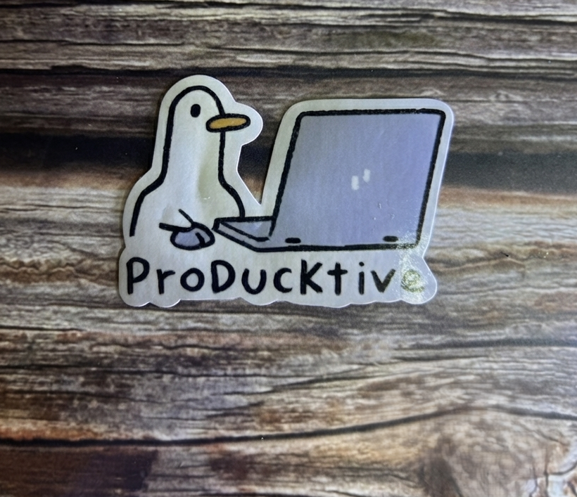 Producktive, duck producktive,  meme office,  Waterproof Vinyl Bookish Decal(Laptop, Water Bottle)