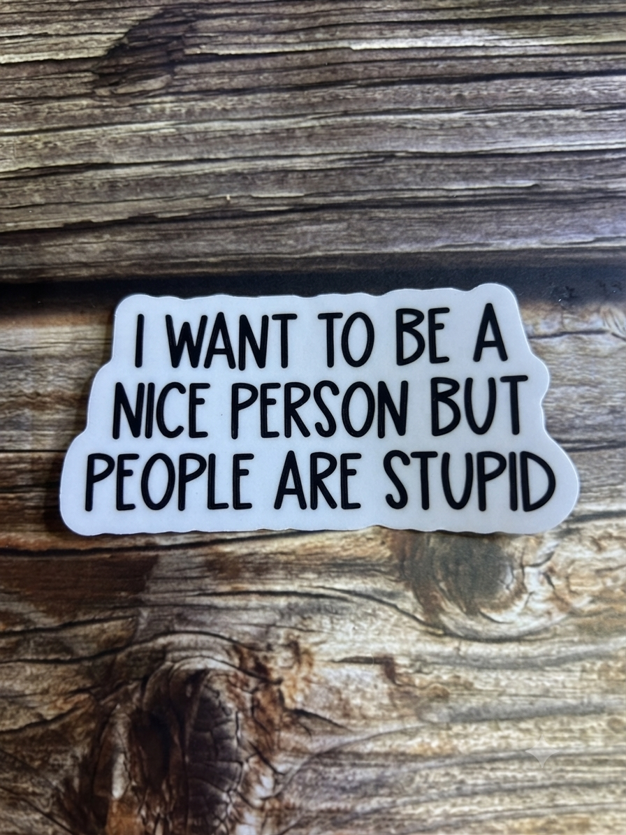 stupid guy, meme office, computer sticker |  Humor Decal (Laptop, Water Bottle)