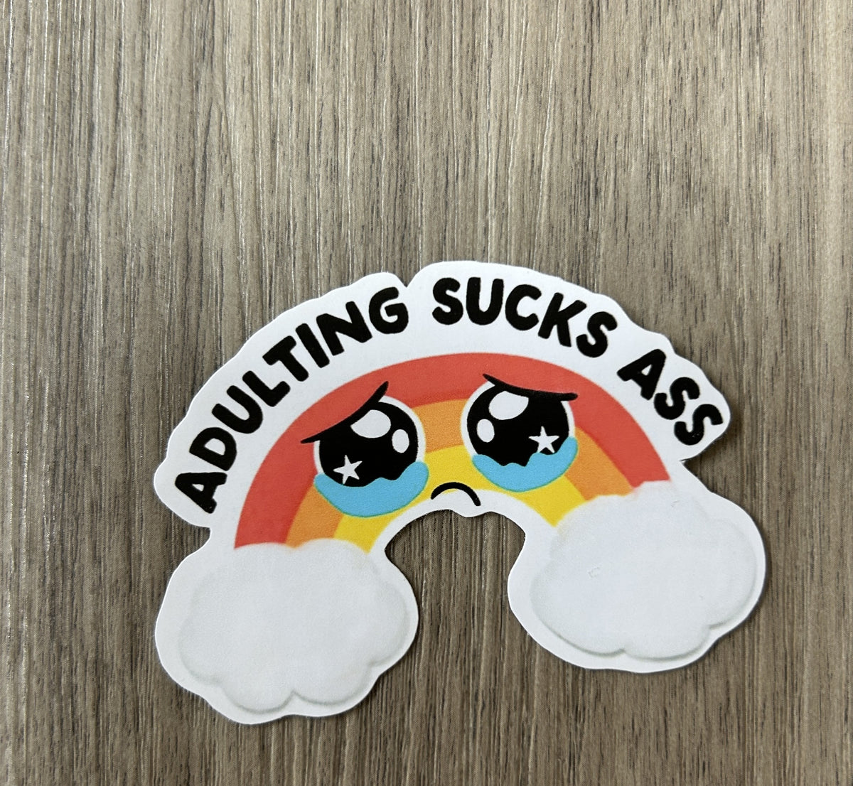 adulting sucks ass,   meme office, computer sticker |  Humor Decal (Laptop, Water Bottle)
