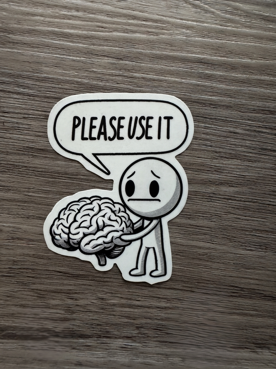 Use your brain, stupid, meme office,  Waterproof Vinyl Bookish Decal(Laptop, Water Bottle)