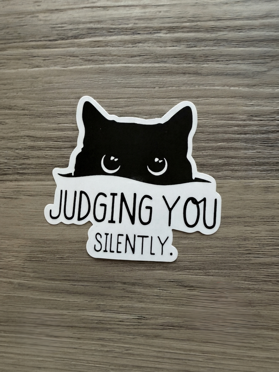 judging you silent, meme office,  Waterproof Vinyl Bookish Decal(Laptop, Water Bottle)
