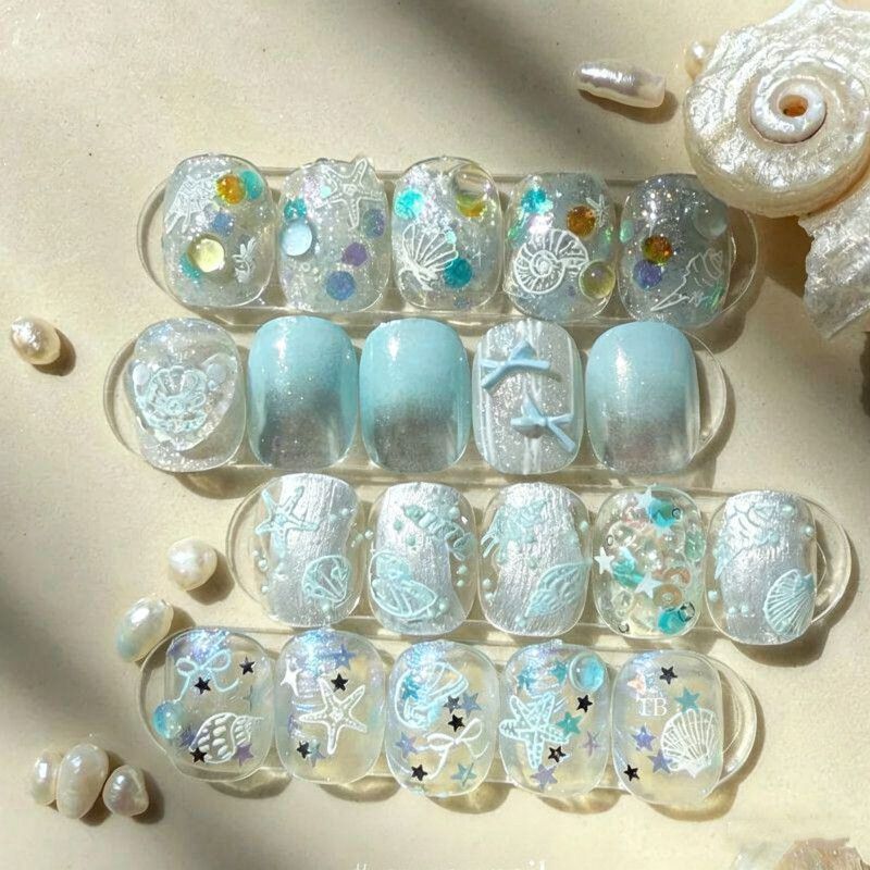 3D Kawaii Welpen- & Dessert-Nagelsticker | Geprägte Pastell-Abziehbilder für DIY-Maniküre | Süße Hund-, Cupcake- und florale ästhetische Nagelsticker
