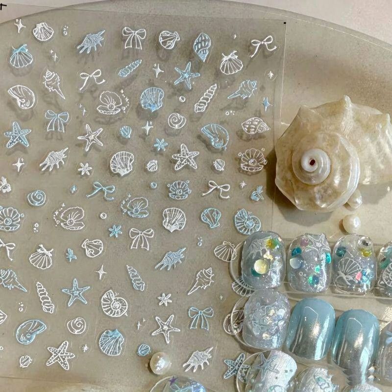 3D Kawaii Welpen- & Dessert-Nagelsticker | Geprägte Pastell-Abziehbilder für DIY-Maniküre | Süße Hund-, Cupcake- und florale ästhetische Nagelsticker
