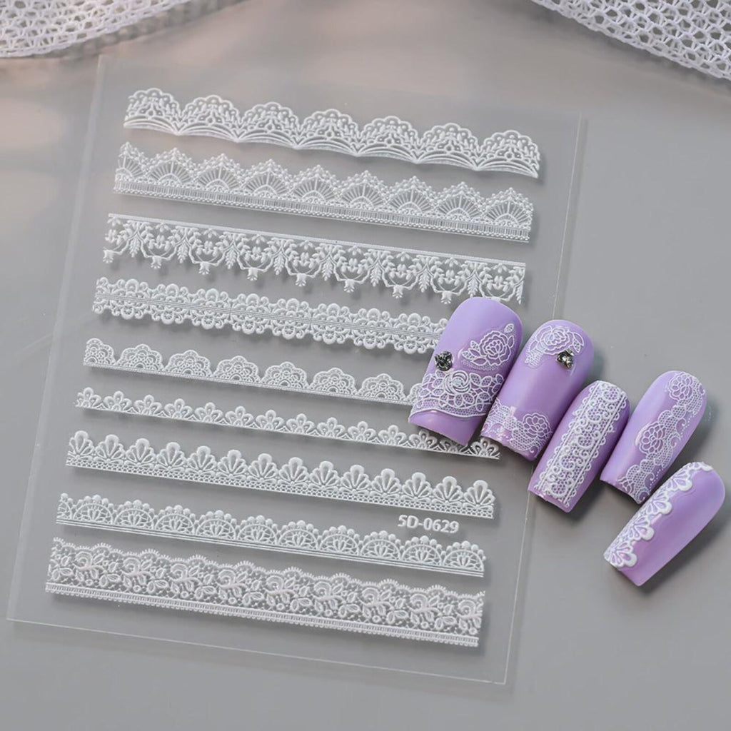 White Snowflake Nail Stickers | Christmas Winter Decals | Elegant Festive Holiday Garland Nail Art