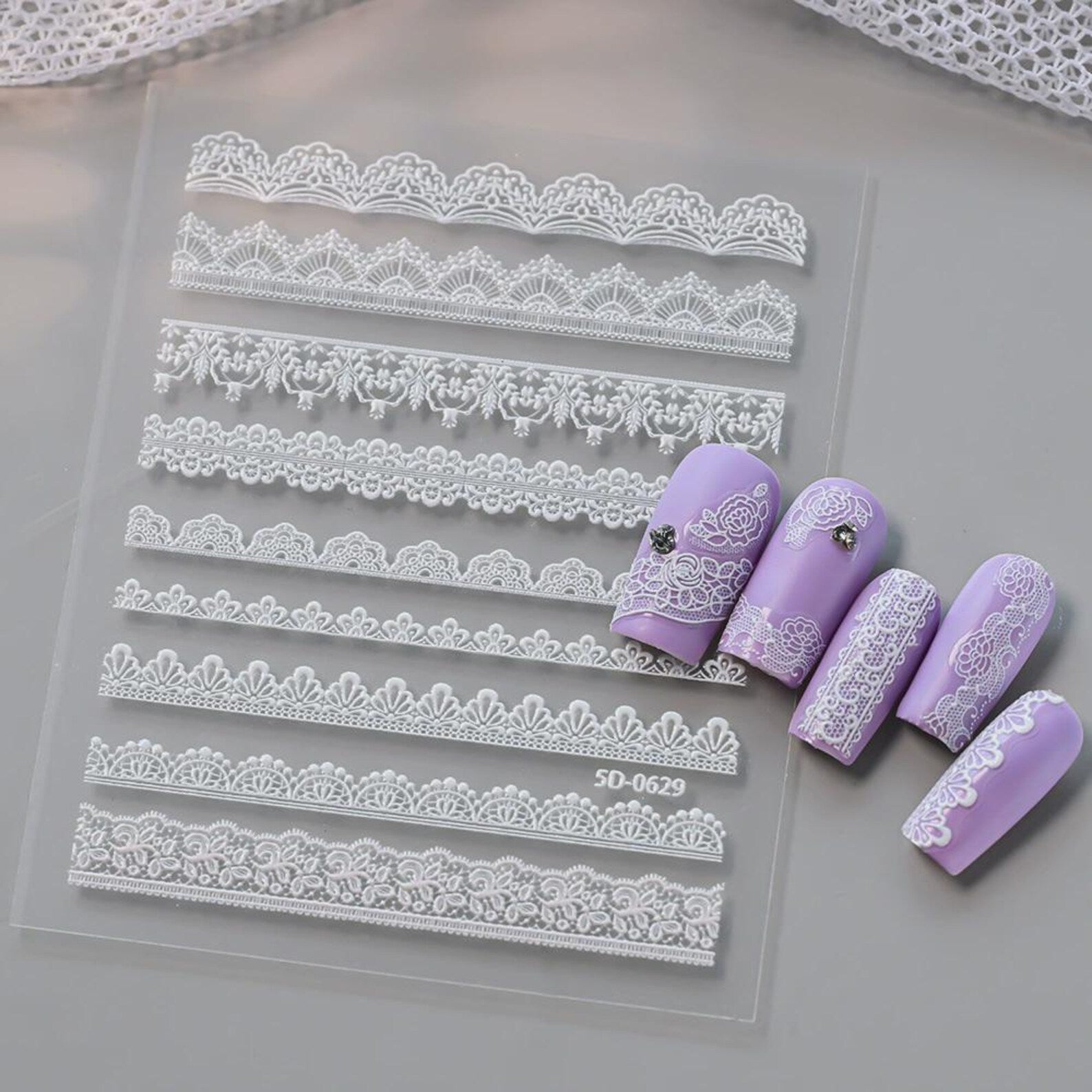 White Snowflake Nail Stickers | Christmas Winter Decals | Elegant Festive Holiday Garland Nail Art