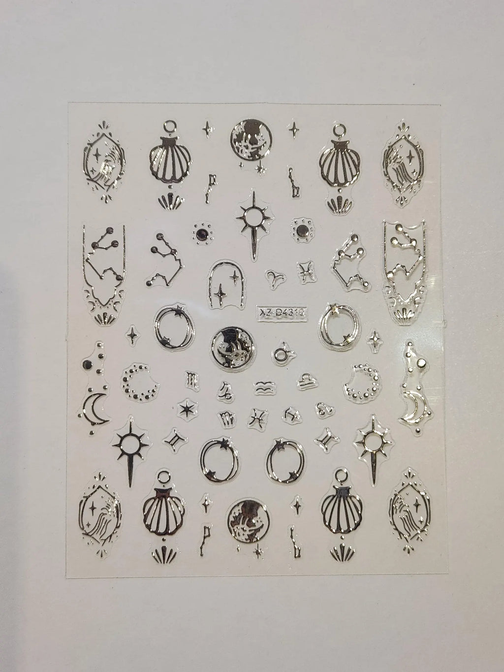 3D Metallic Silver Astrology Stickers|Celestial Zodiac Constellation Nail Art Decals Witchy Moon Star Gothic Sliders Witchcore