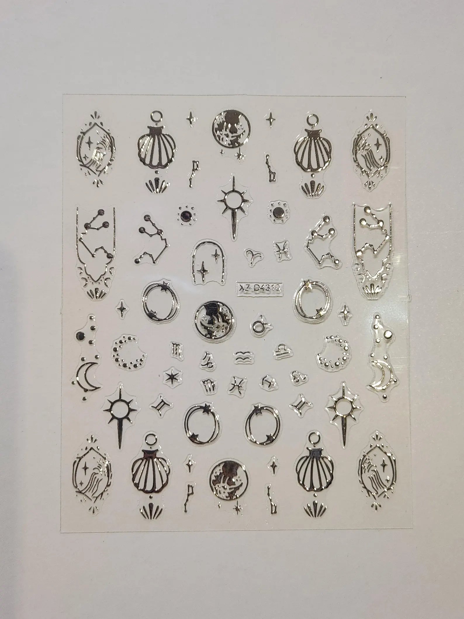 3D Metallic Silver Astrology Stickers|Celestial Zodiac Constellation Nail Art Decals Witchy Moon Star Gothic Sliders Witchcore