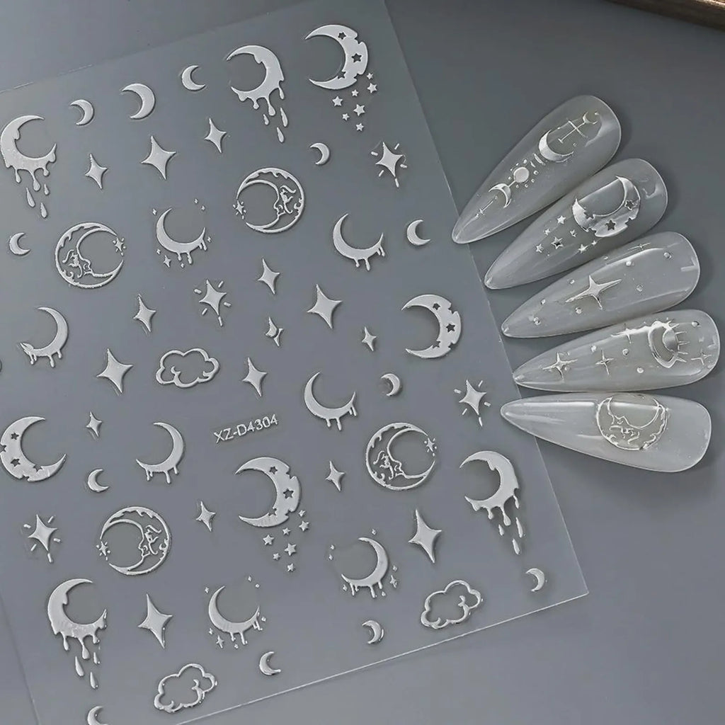 3D Bloom: Lebendige Präge-Blumen-Nagelkunst-Sticker
