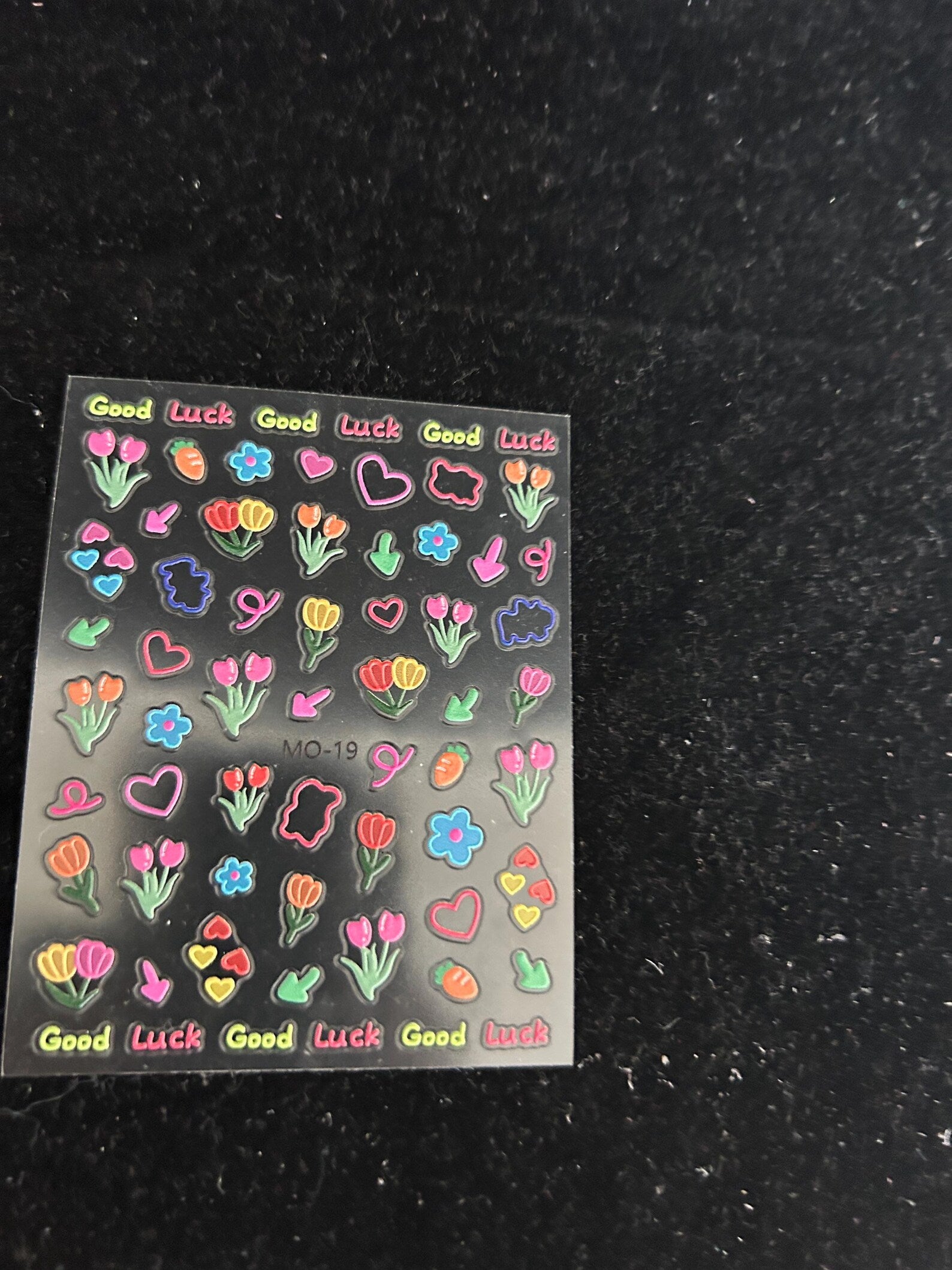 Bold Tulip Heart Nail Stickers – 5D Textured Kawaii Pop Art Decals