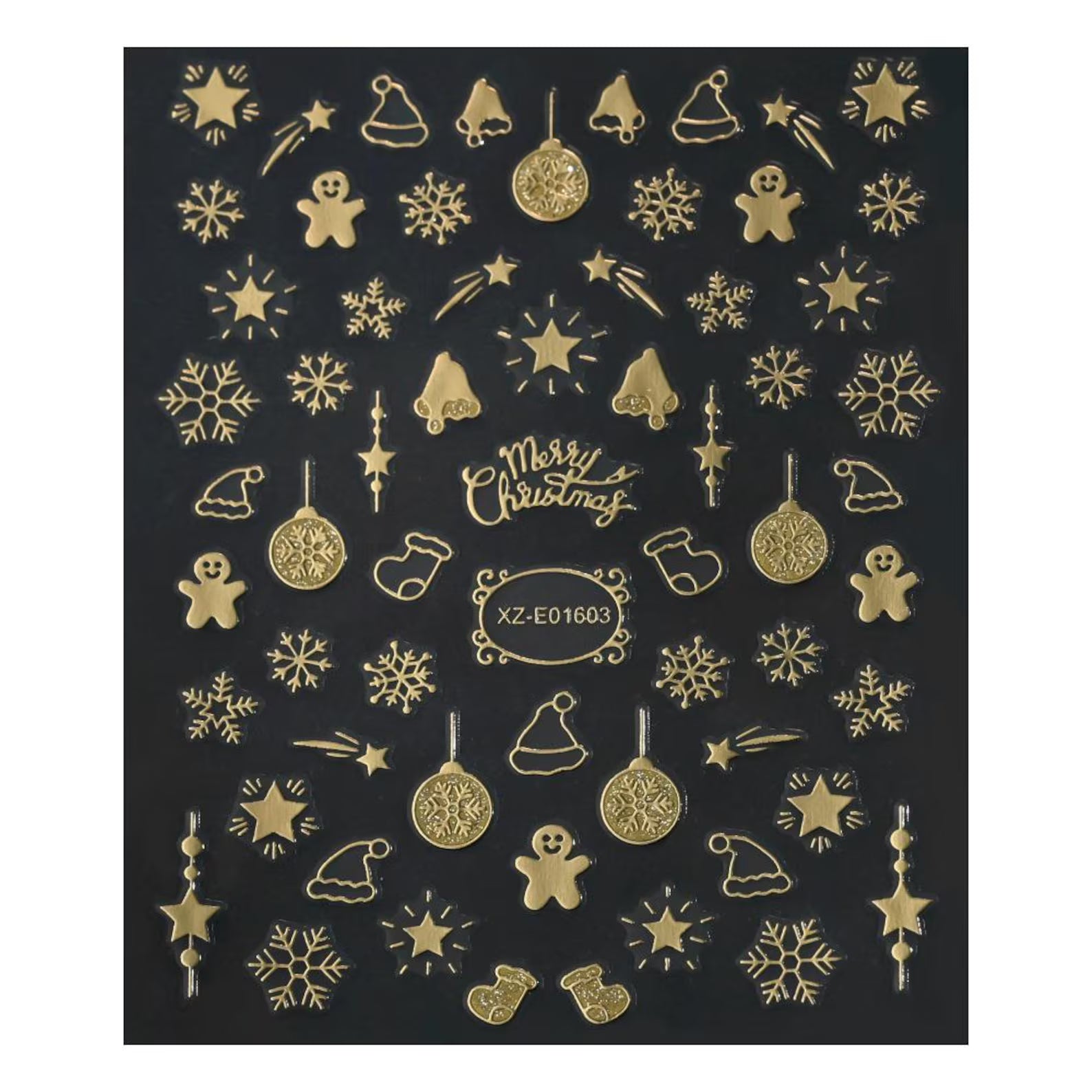 5D Gold Witchy Nail Stickers, 3D Luxury Chrome Celestial Moon Star Decals, Retro Geometric Boho Esoteric Nail Art Leaf Branch Decals