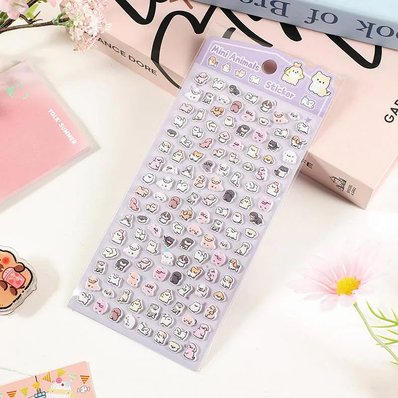 3D Kawaii Welpen- & Dessert-Nagelsticker | Geprägte Pastell-Abziehbilder für DIY-Maniküre | Süße Hund-, Cupcake- und florale ästhetische Nagelsticker