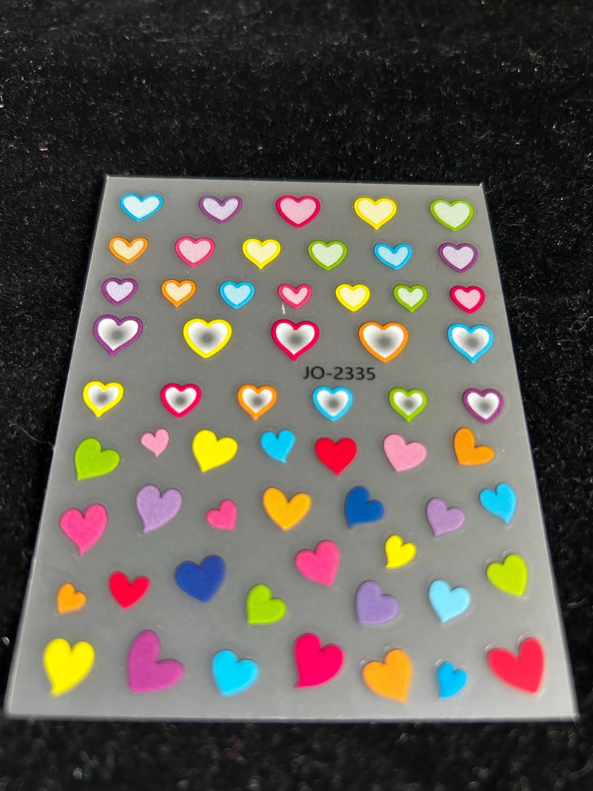 Colorful Heart Nail Stickers , Multi-Color 3D Mini Hearts, Kawaii Rainbow Decals, Sweetheart Valentine's Nail Art, DIY Polco Deco