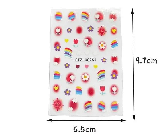 Kawaii Doodle Nail Stickers - "Happy Every Day" Hand-Drawn Nail Decals | Pink Stars, Hearts, and Cute Characters | Aesthetic DIY Nail Art