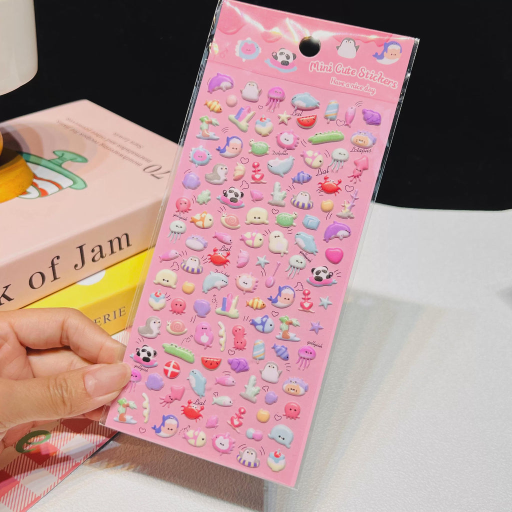 3D Kawaii Welpen- & Dessert-Nagelsticker | Geprägte Pastell-Abziehbilder für DIY-Maniküre | Süße Hund-, Cupcake- und florale ästhetische Nagelsticker