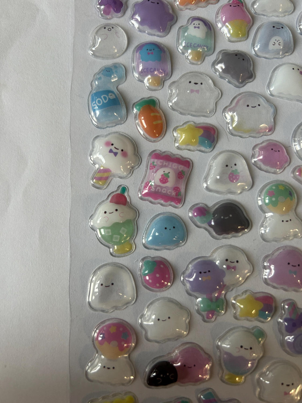 3D Crystal Epoxy Ghost Stickers – Pastel Goth Candy Decals, Kawaii Stationery Bonbon Drop Series