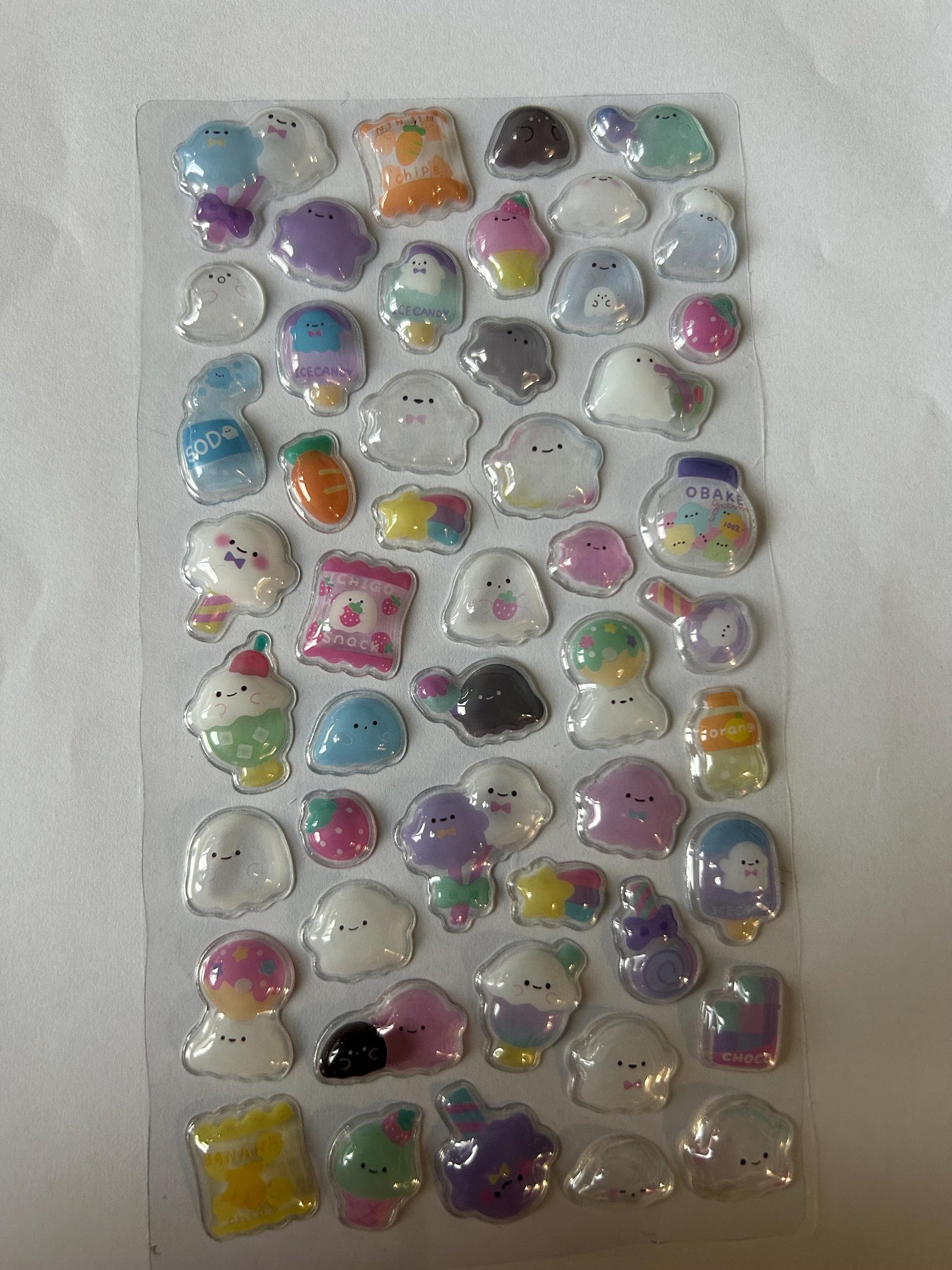 3D Crystal Epoxy Ghost Stickers – Pastel Goth Candy Decals, Kawaii Stationery Bonbon Drop Series