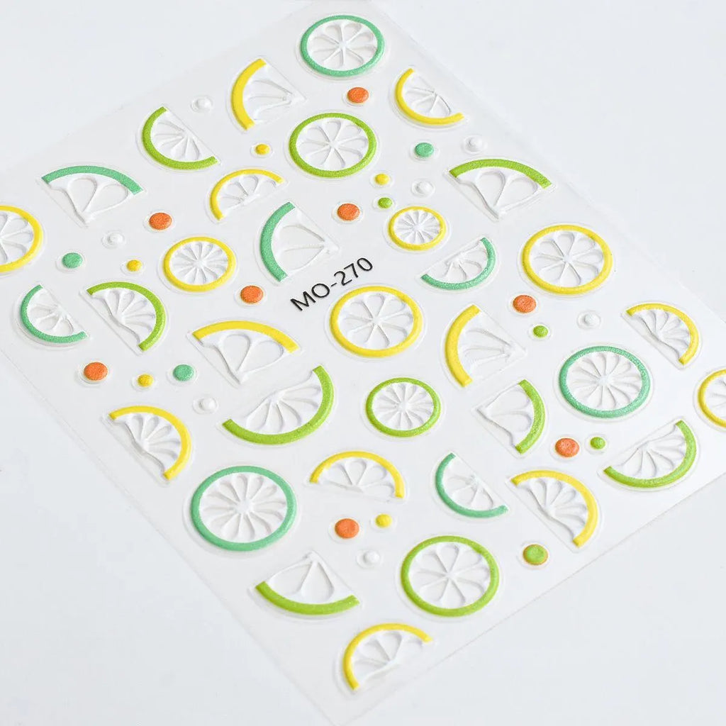 Zitrus-Nagelsticker | Zitrone Orange Obst Nagelkunst Abziehbilder (Sommer-Maniküre)
