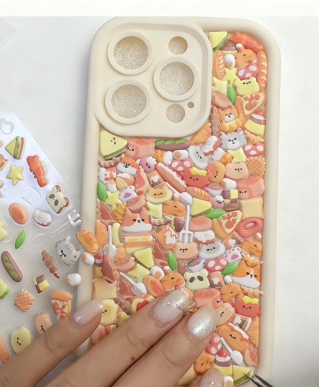 3D Kawaii Welpen- & Dessert-Nagelsticker | Geprägte Pastell-Abziehbilder für DIY-Maniküre | Süße Hund-, Cupcake- und florale ästhetische Nagelsticker