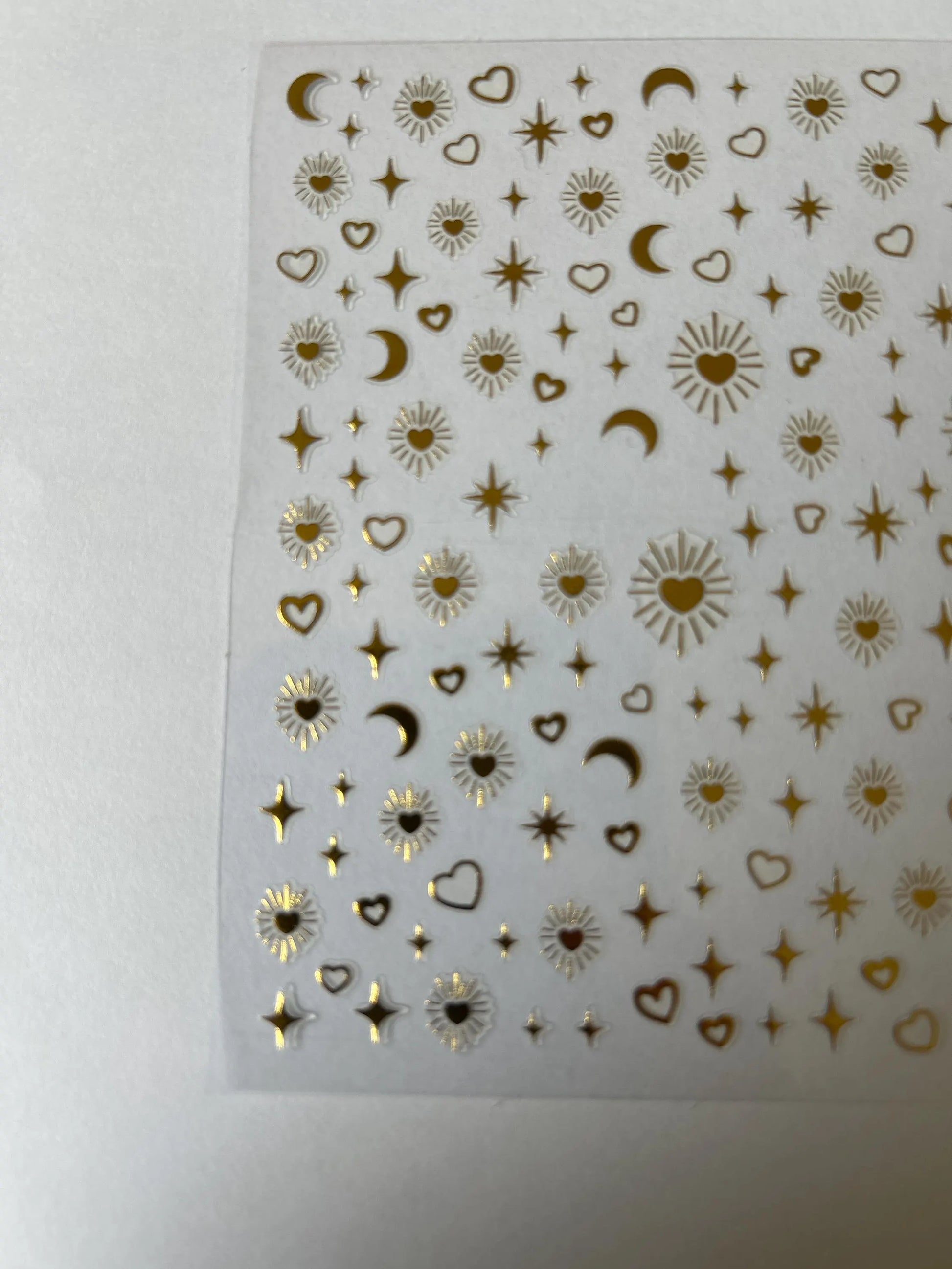 Gold Celestial Nail Stickers – Moon Star Heart Nail Art Decals
