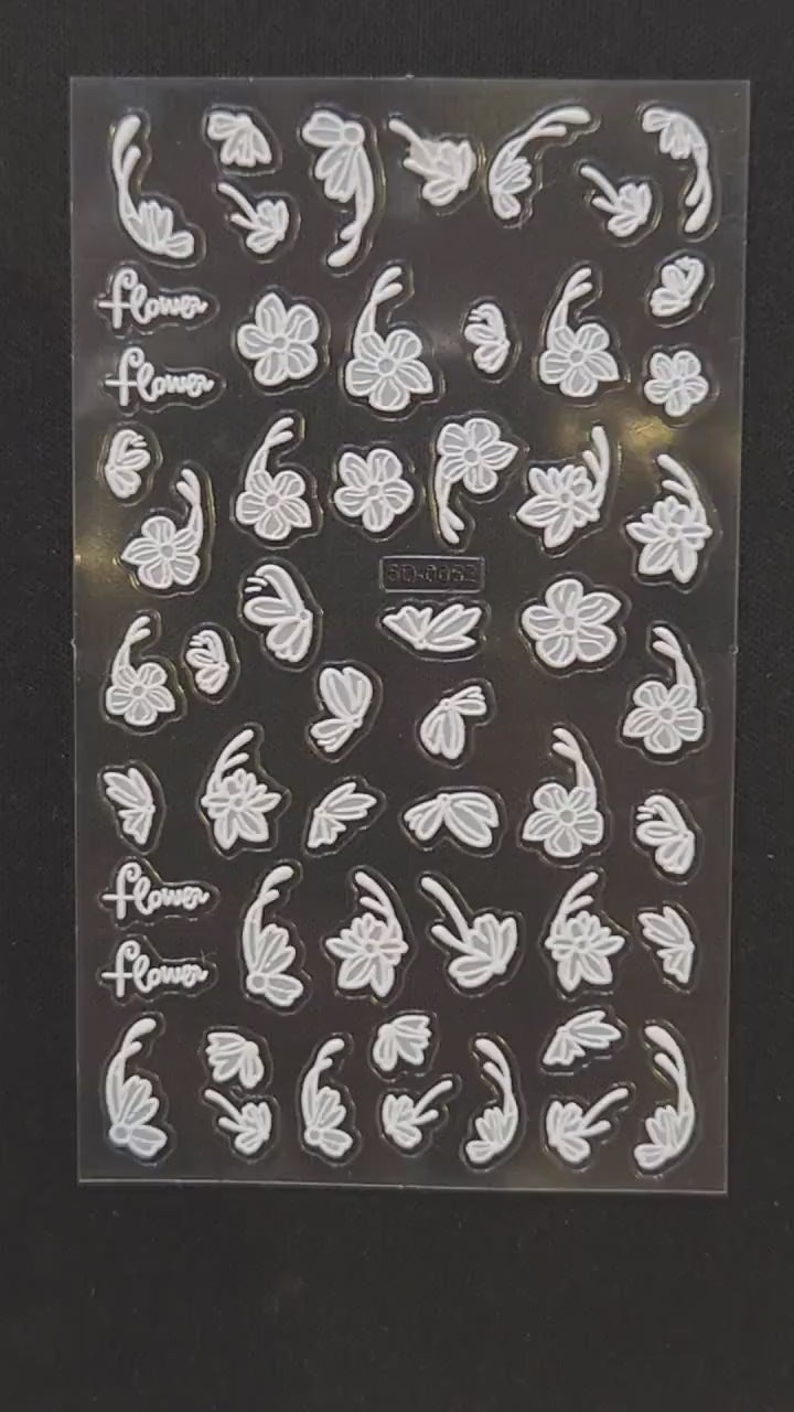 3D Bloom: Lebendige Präge-Blumen-Nagelkunst-Sticker