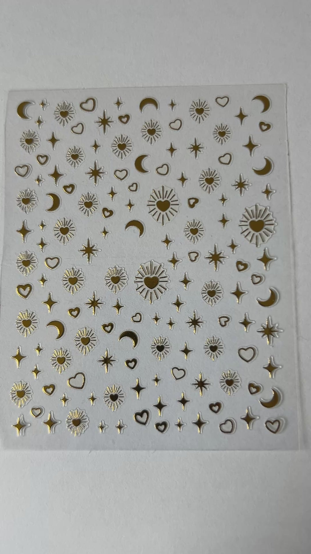 Gold Celestial Nail Stickers – Moon Star Heart Nail Art Decals