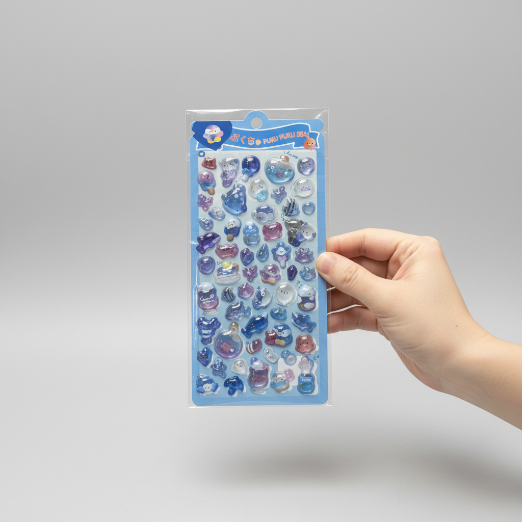 Kawaii Puku Puku 3D Ocean Theme Puffy Stickers, Gift for Girls USK009