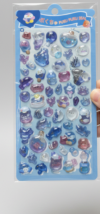Kawaii Puku Puku 3D Ocean Theme Puffy Stickers, Gift for Girls USK009